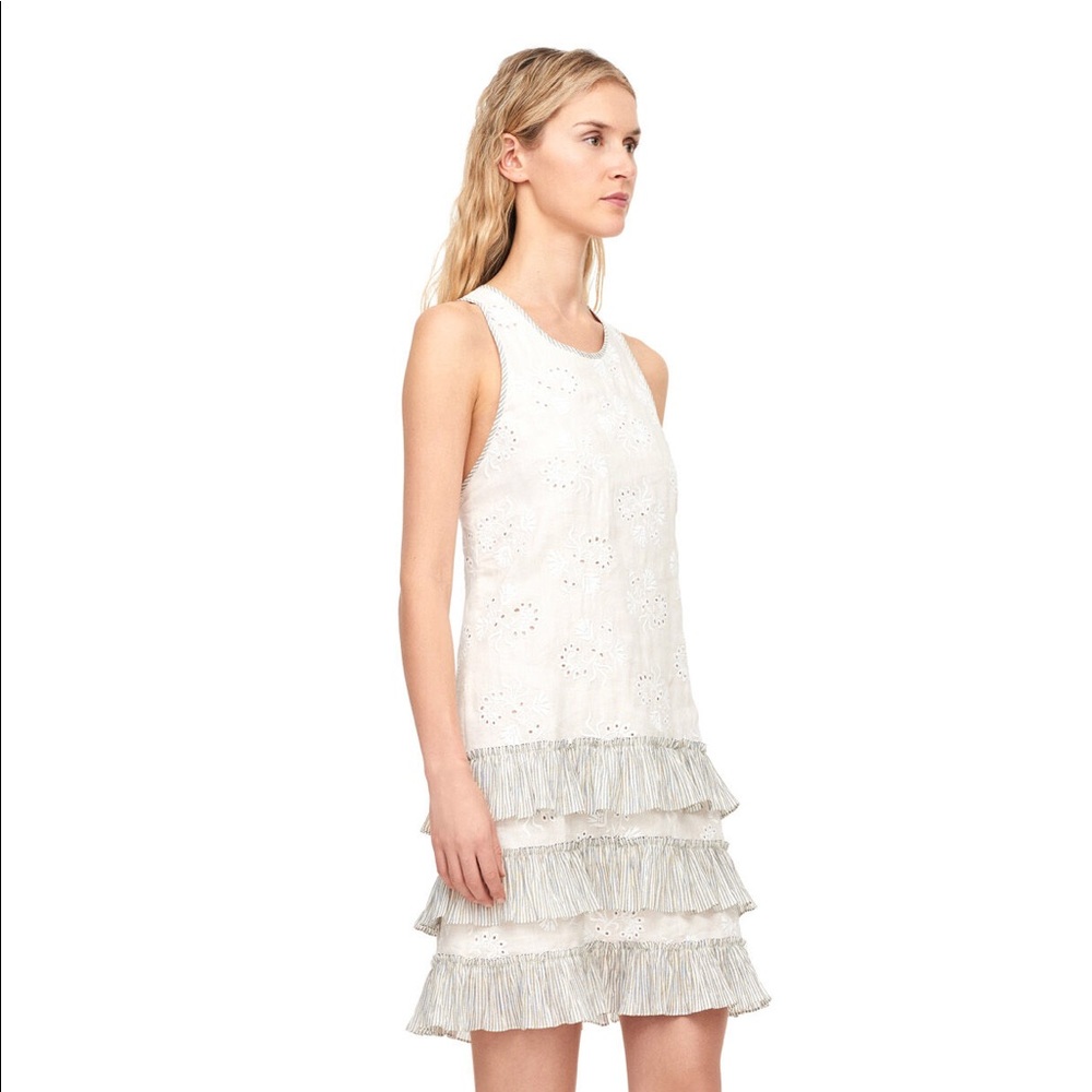 rebecca taylor eyelet ruffles cross back tank dress